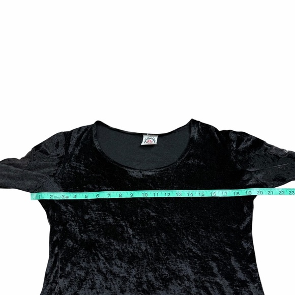 Lolly Pops & Roses Black Crushed Velour Embroidered 3/4 Sleeve Blouse - Large - Picture 11 of 16